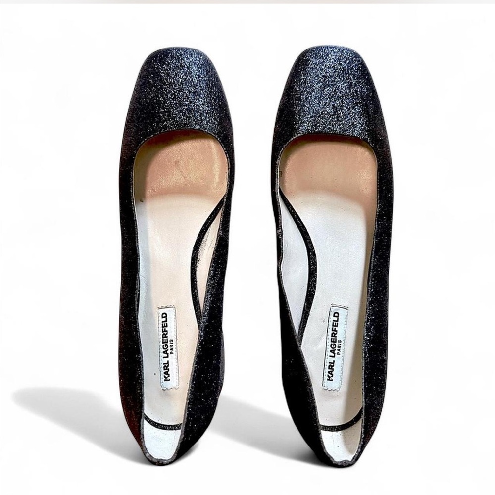 Karl Lagerfeld PARIS Black GLITTER Boxed Heels